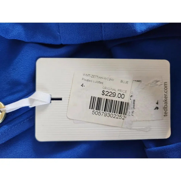 NWT Ted Baker Zettah Pleated Culotte Cropped Pants Ted 4 / US 10 Blue #1K412 - Picture 8 of 14